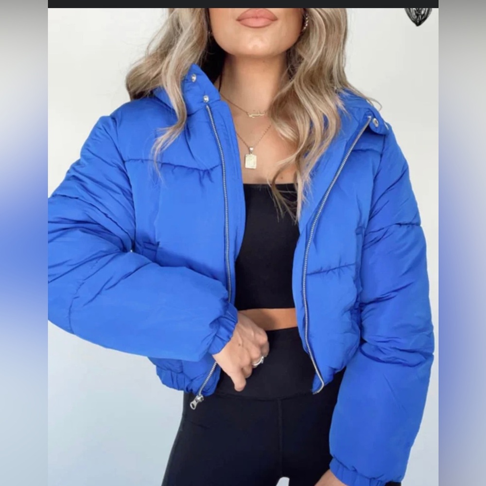 Cropped puffer jacket blue